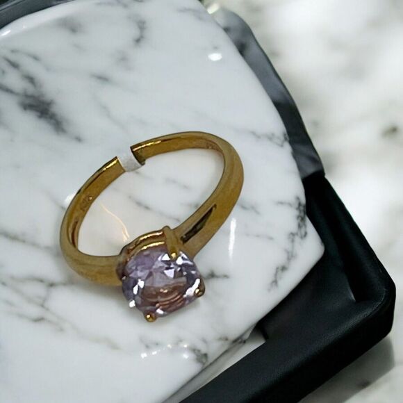 Victoria Townsend 18K Gold Vermeil Faux Amethyst Ring (Size 6) Chic Trendy Style - Picture 9 of 12